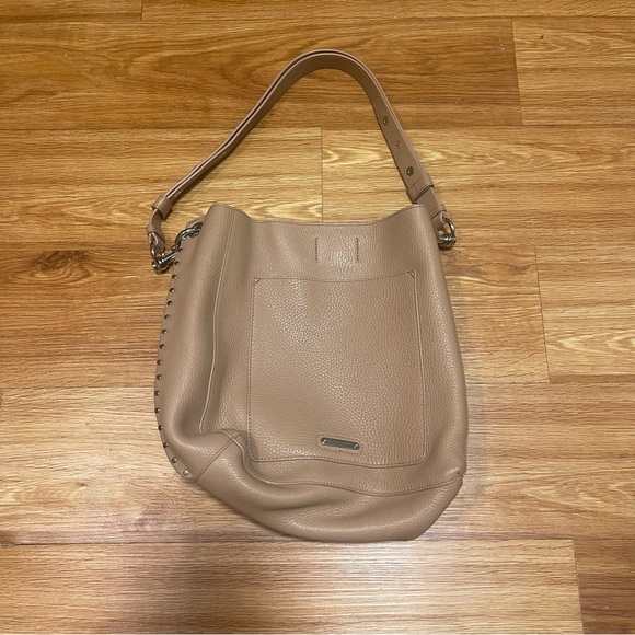Rebecca Minkoff Darren Leather Shoulder Bag in Beige/Tan, 100% Genuine Leather - Picture 12 of 16